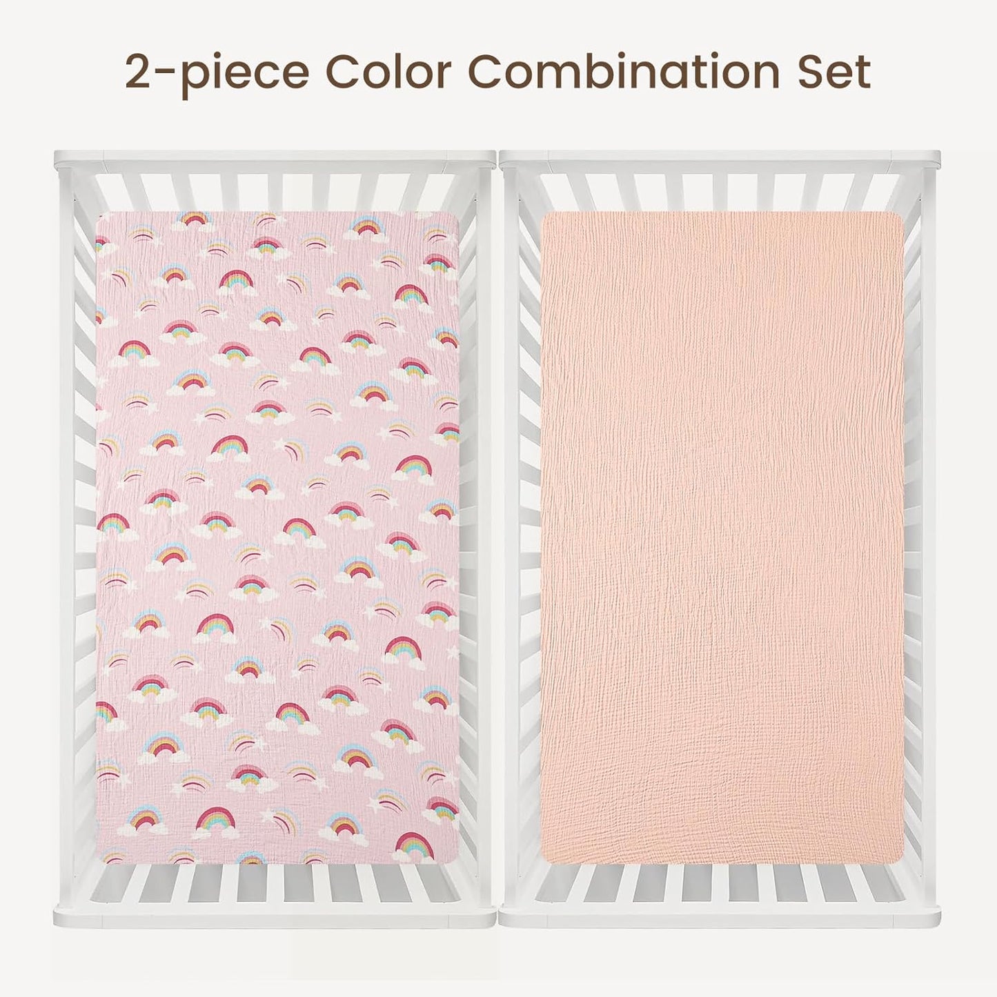 david's kids Muslin Crib Sheets for Boys Girls, 2 Pack 100% Cotton Soft Breathable Fitted Baby