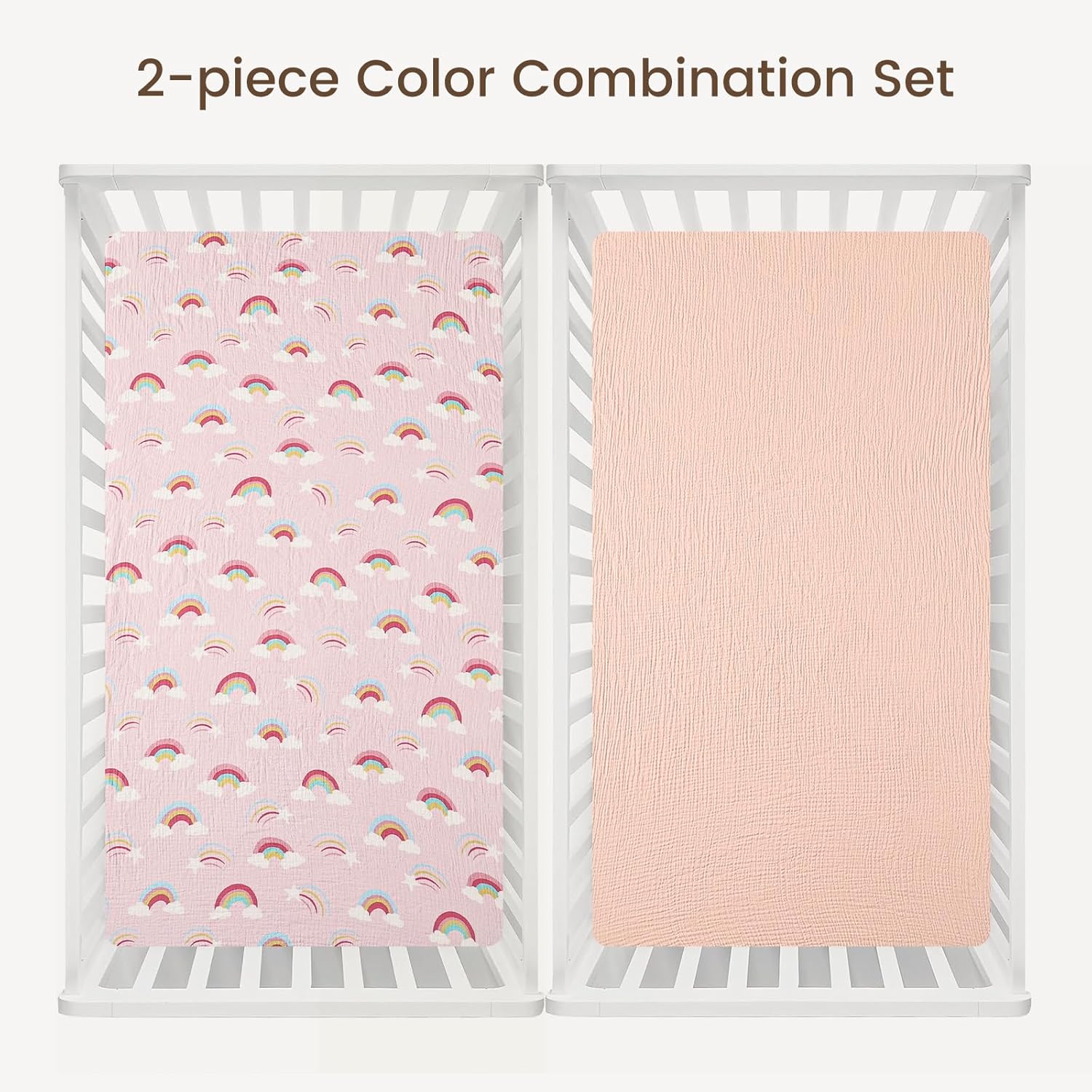 david's kids Muslin Crib Sheets for Boys Girls, 2 Pack 100% Cotton Soft Breathable Fitted Baby