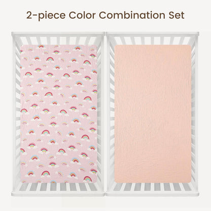 david's kids Muslin Crib Sheets for Boys Girls, 2 Pack 100% Cotton Soft Breathable Fitted Baby