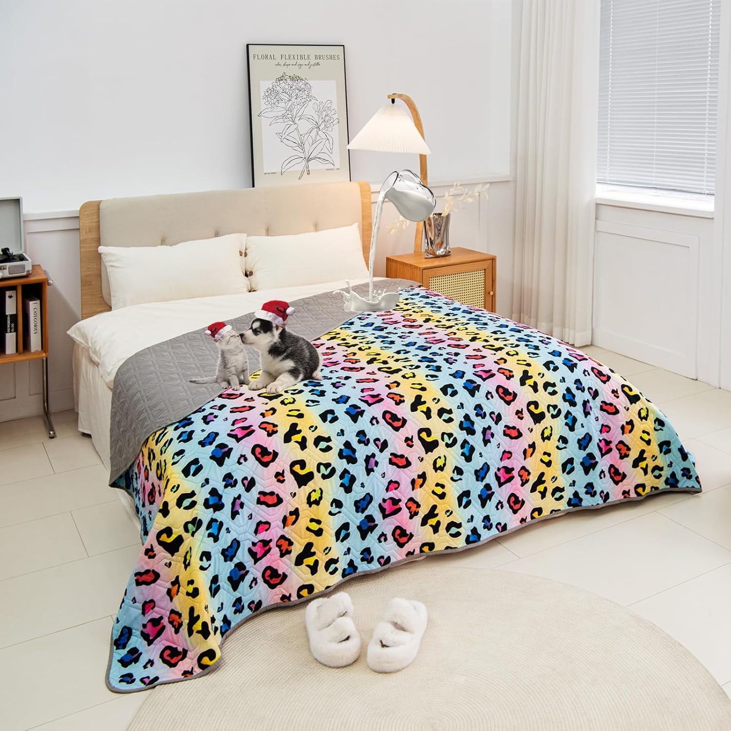 Waterproof Dog Bed Cover 68x82inch Reversible Pad Reusable Camping Mat for Kids/Pet/Dog/Cat