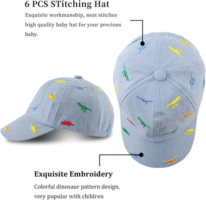 JANGANNSA Dinosaur Boys Girls Caps Embroidery Baby Baseball Caps Cotton Infant Toddler Kids Hat Spring Summer Autumn