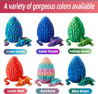 Dragon Egg,15in Crystal Dragon,Surprise Egg,Articulated Dragon,3D Printed Gift Toy,Fidget Toys for Autism/ADHD, Executive Desk Toys,Home Office Decor (Laser Red)