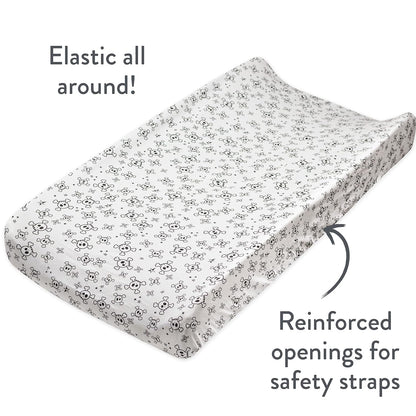 HonestBaby unisex baby Organic Cotton Changing Pad Covers (Set of Two) Winter Accessory Set, Tossed Skulls/Black, One Size US