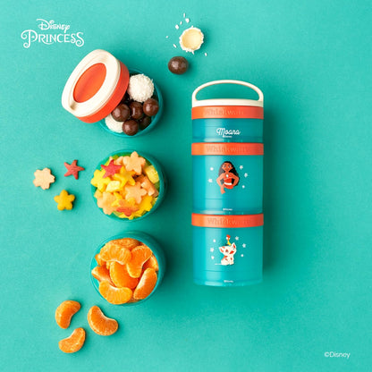 Whiskware Disney Princess Moana, Stackable Snack Containers for Kids, 3 Stackable Snack Cups for