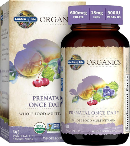 Garden of Life Prenatal Vitamins for Women, Organics Folate for Energy & Healthy Fetal Development