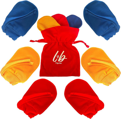 Bamboo Baby Mittens for Eczema, 0-6 Months, Baby Gloves for Dry Skin, Overnight Moisturizing Gloves, 3 Pairs