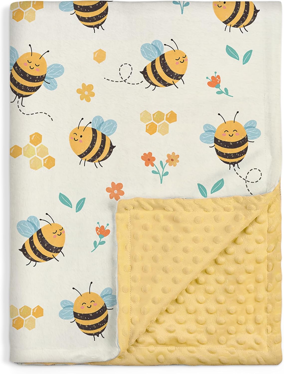 Bee Kid Blankets for Girls - 30 x 40 Soft Minky Blanket with Double Layer Dotted Backing - Gifts