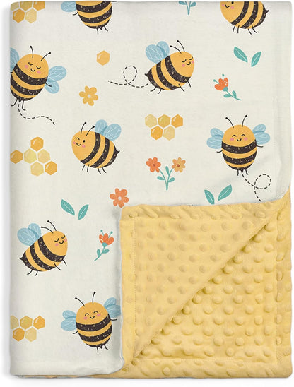 Bee Kid Blankets for Girls - 30 x 40 Soft Minky Blanket with Double Layer Dotted Backing - Gifts