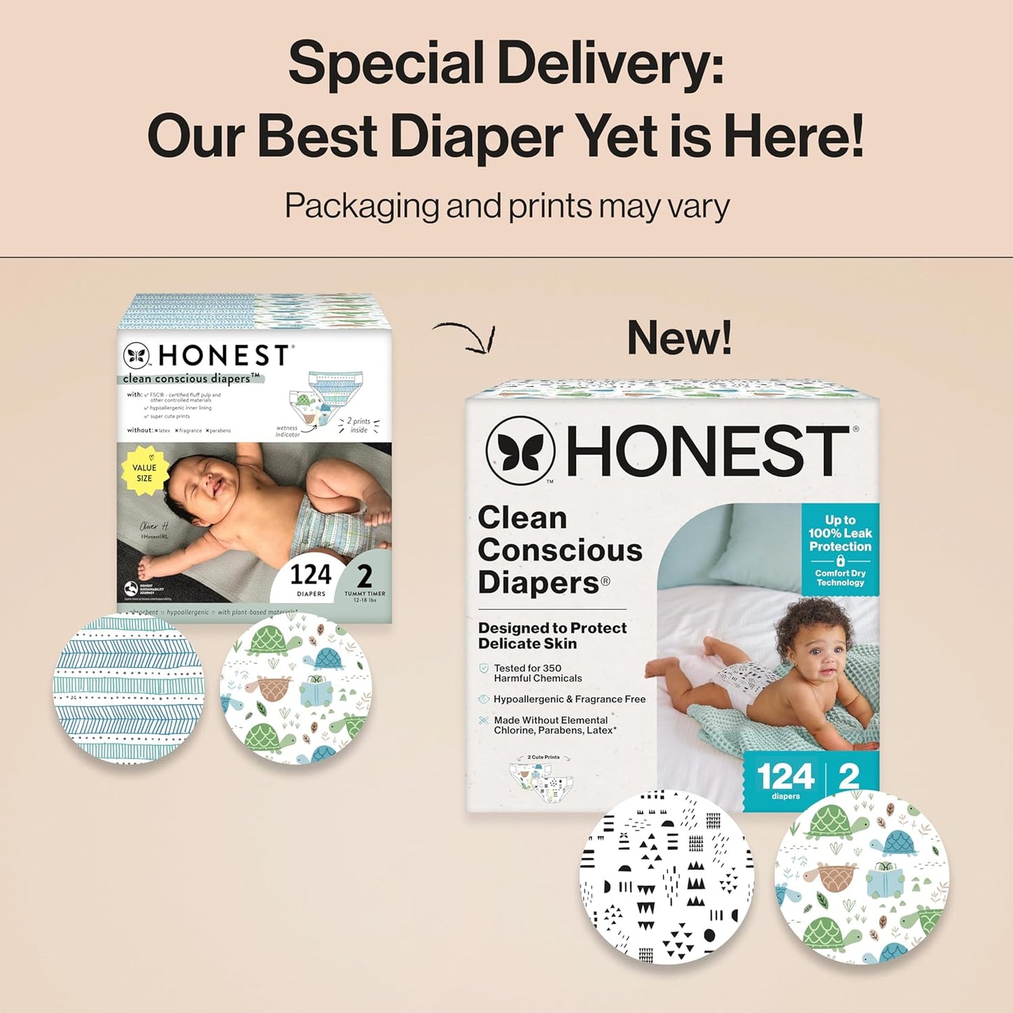 The Honest Company Clean Conscious Diapers for Delicate Skin | Up to 100% Leakproof |