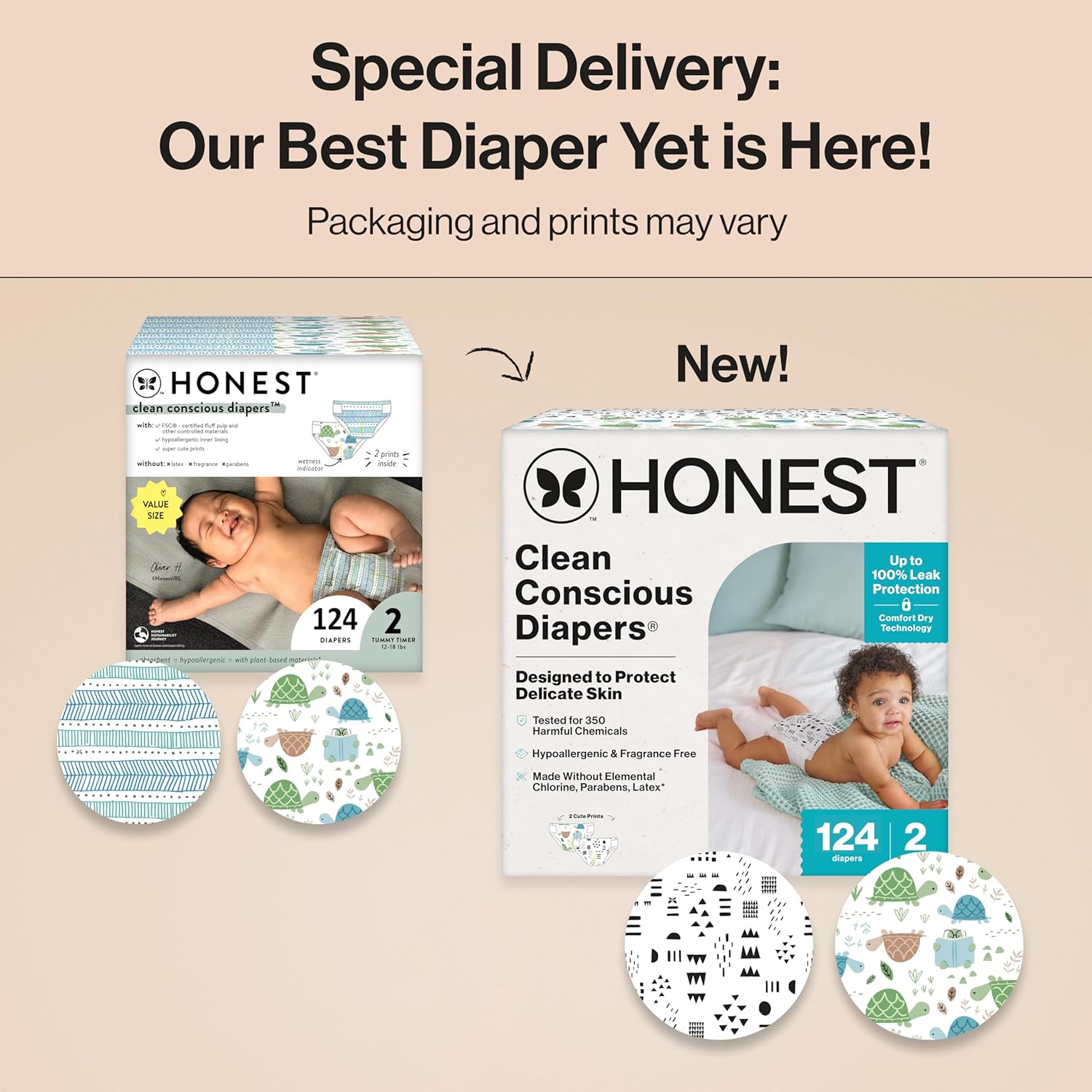 The Honest Company Clean Conscious Diapers for Delicate Skin | Up to 100% Leakproof |