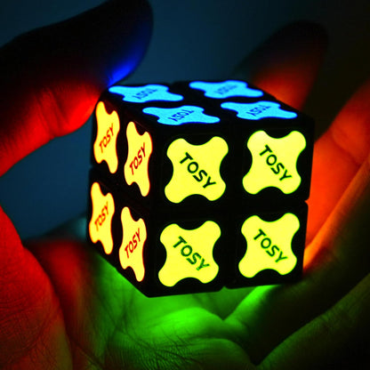 TOSY Magnet Cube 2x2 - 8 Blocks, 2 in 1 Toy: 2x2x2 Puzzle Cube and Customizable Infinity Cube, Glowing, UV Flashlight, Fidget/Sensory/STEM/STEAM Magnet Tiles Birthday Gift for Kids/Teens/Adults