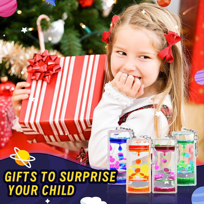 Eye-Catching Sensory Liquid Motion Bubbler Keychain Set of 4 Colorful Bubblers - Ultimate Stress Relief Toys and Fun Party Favors for Kids of All Ages