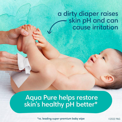 Pampers Baby Wipes Aqua Pure, 99% Water Based Wipes, Hypoallergenic and Unscented Infant Wipe, 896 Total (16 Flip-Top Packs)