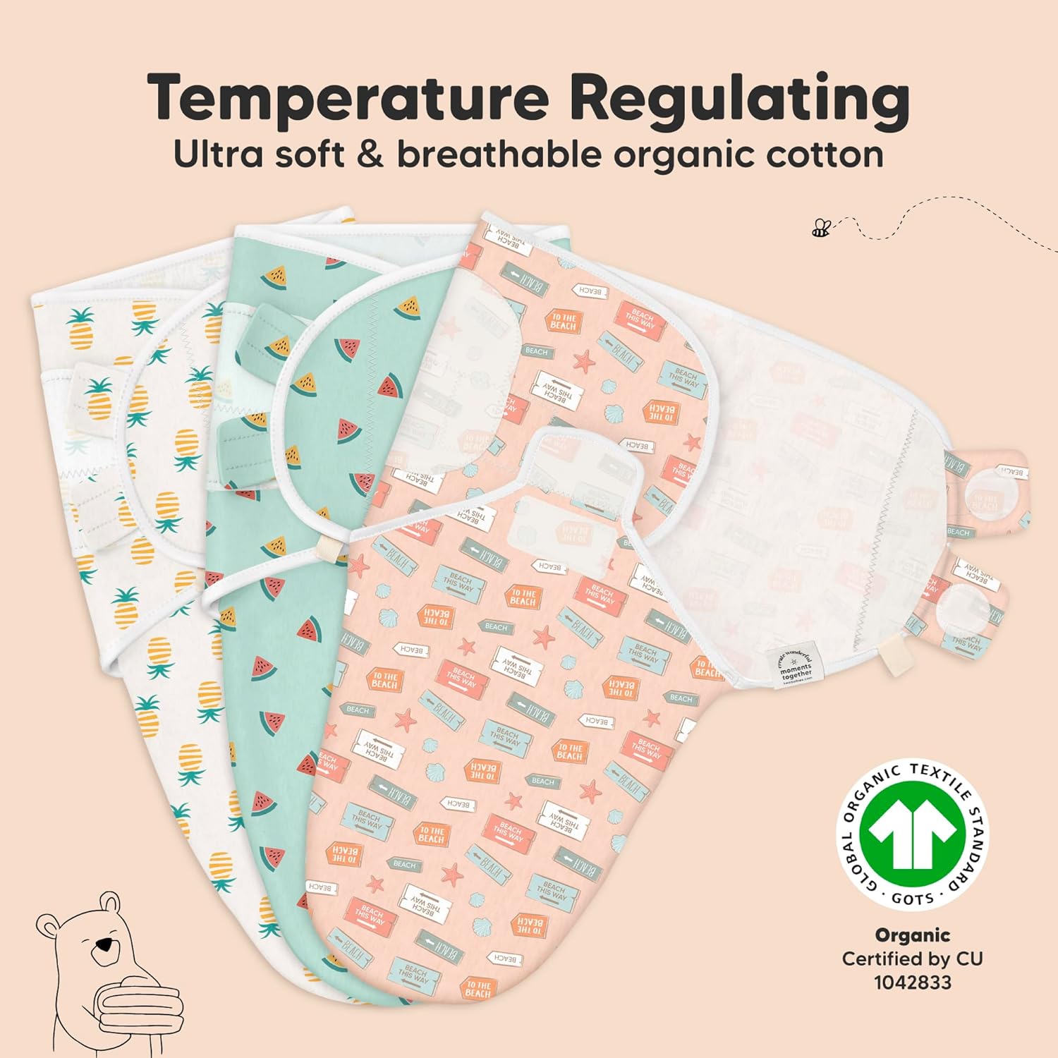 KeaBabies 3-Pack Organic Baby Swaddle Sleep Sacks - Swaddles for Newborns, Infant 0-3 Months, Baby