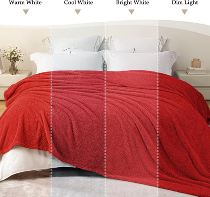 Exclusivo Mezcla Fleece Blanket for Couch, Soft and Cozy King Blankets for Women Men Girls Kids, Suitable for All Seasons, Red, 90x104 Inches