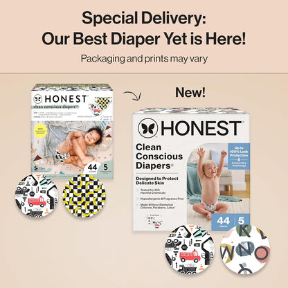 The Honest Company Clean Conscious Diapers for Delicate Skin | Up to 100% Leakproof |