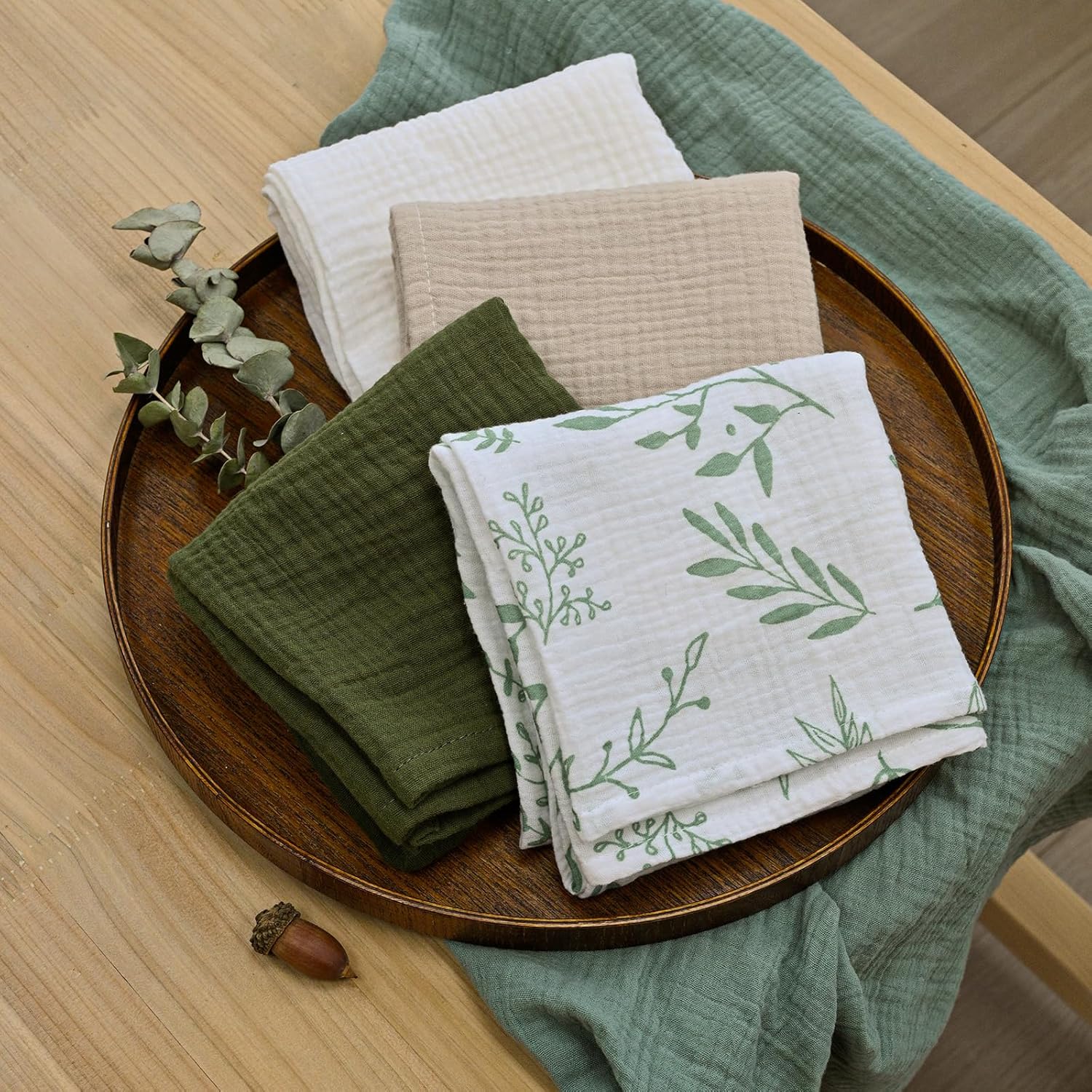 Muslin Receiving Blankets, Neutral Blanket Swaddling for Newborn Boys and Girls, 5 Pack Breathable