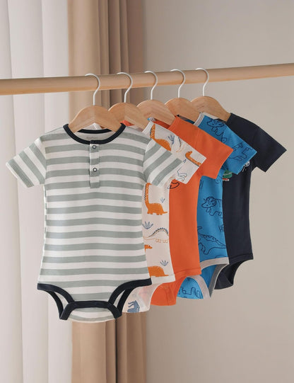 Yoofoss Baby Bodysuits 100% Organic Cotton Short Sleeve Infant Romper for Boy and Girl Baby Clothes, Soft Breathable