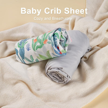 TILLYOU Baby Crib Sheets for Boys Girls, Super Soft Toddler Bed Sheets, 2 Pack Sheets for Standard
