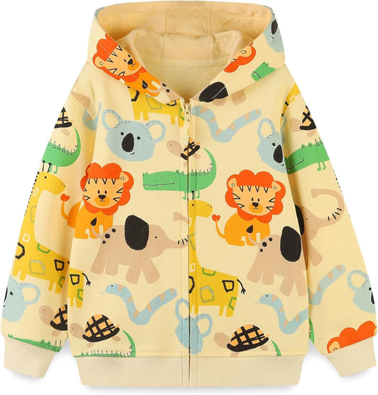 Baby Toddler Boys Dinosaur Hooded Zip Jacket Casual Outerwear Active Sweatshirt