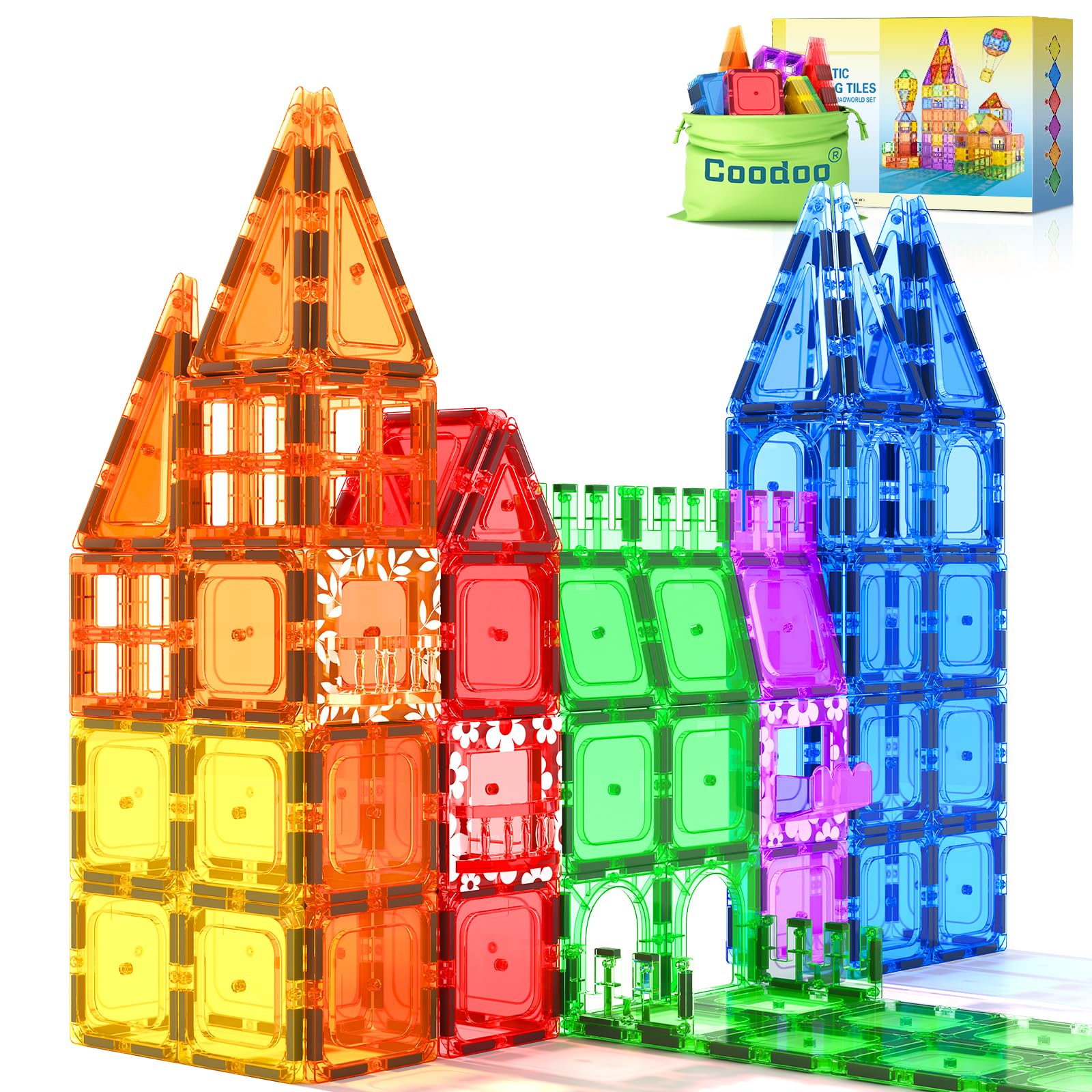 60 PCS Magnetic Building Tiles Kids Toys STEM Magnetic Blocks Sensory Toys