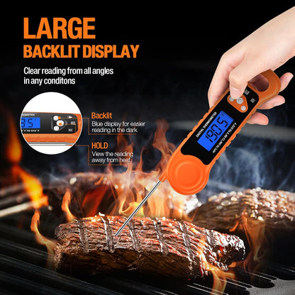 Digital Meat Thermometer for Grilling, Candy Thermometer Instant Read Food Thermometer Waterproof