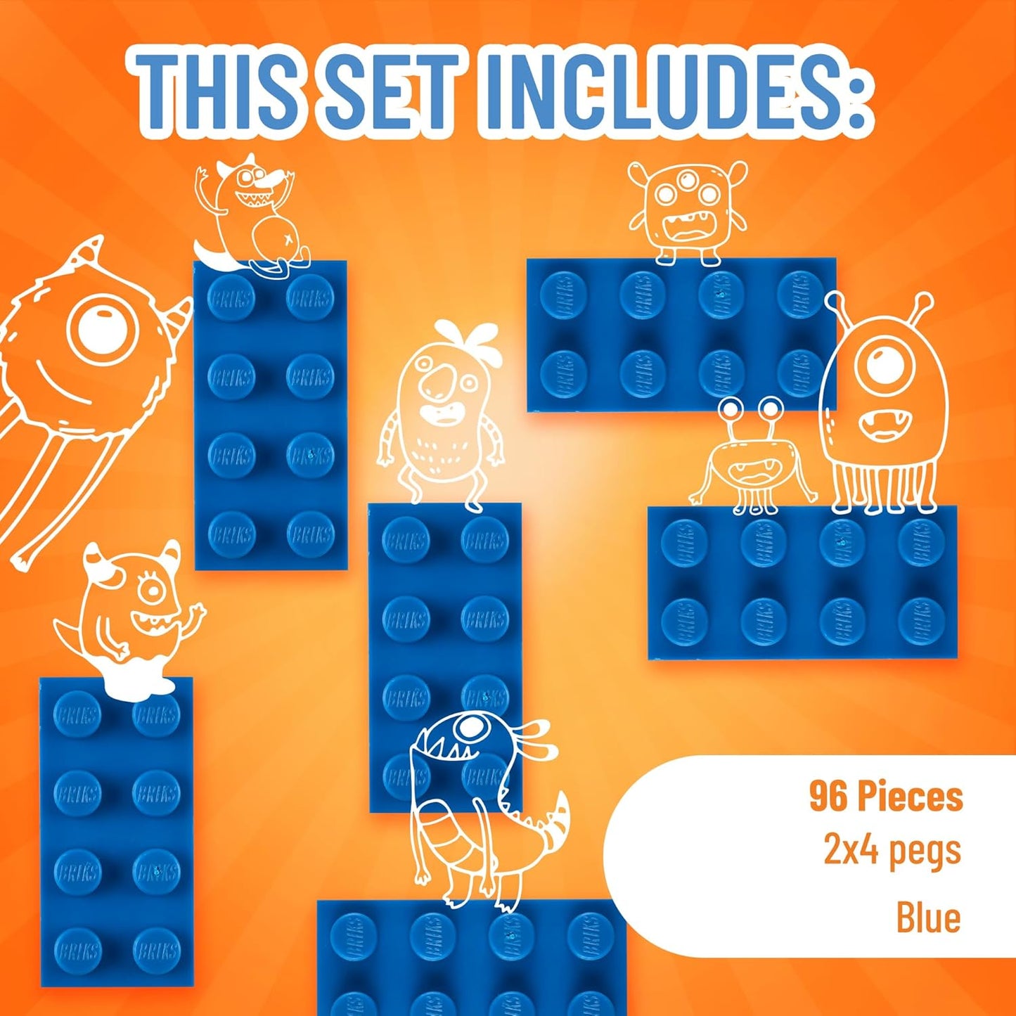 Strictly Briks Classic Bricks 2x4 Starter Kit - 96 Blue Pieces - Creative Building Set for STEM Learning - Compatible with Lego & Major Brick Brands