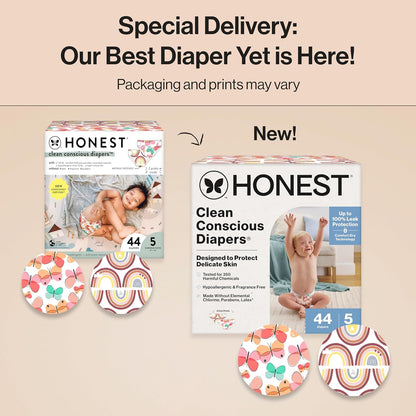 The Honest Company Clean Conscious Diapers for Delicate Skin | Up to 100% Leakproof |
