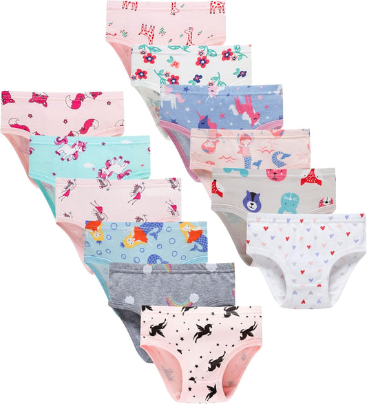 Boboking Girls Soft Underwear Toddler Kids Briefs Cotton Panties 12-pack