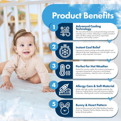 GML Bunny Cooling Crib Mattress Pad – Waterproof, Breathable Baby Mattress Protector for Toddler