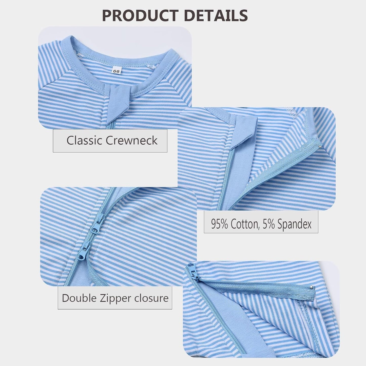 Feidoog Baby Boys 2Pack Rompers Summer Short Sleeve 2 Way Zipper One-Piece Romper Jumpsuit Sleep and Play