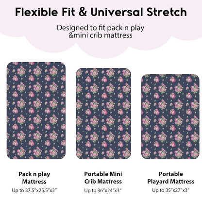 Yoofoss Pack and Play Sheets Fitted, Mini Crib Sheets 2-Pack for Pack N Play Mattress, Stretchy