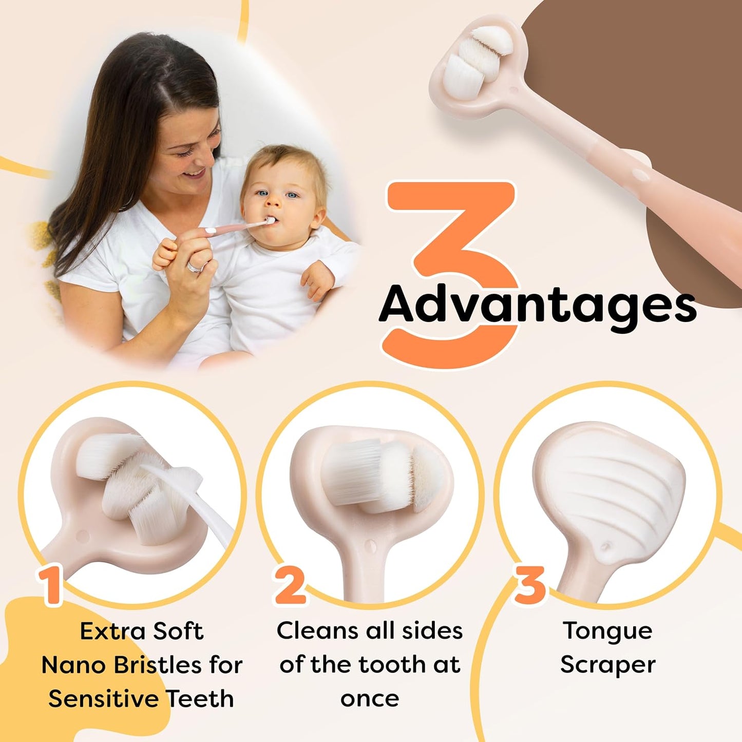 Trueocity Extra Soft Toddler Toothbrush, Toddler Toothbrushes 1-2 2-4, Toothhugger High Efficient 3