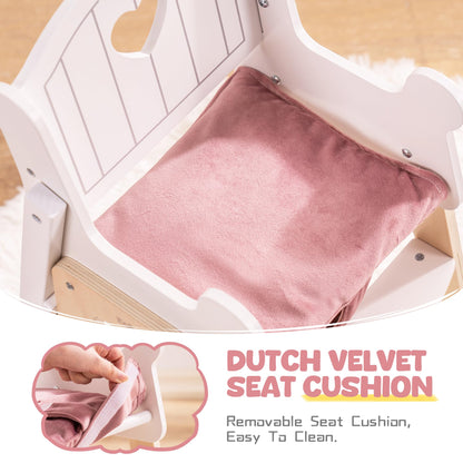 ROBOTIME Wooden Baby Doll High Chair for 18 Inch Dolls, Pink