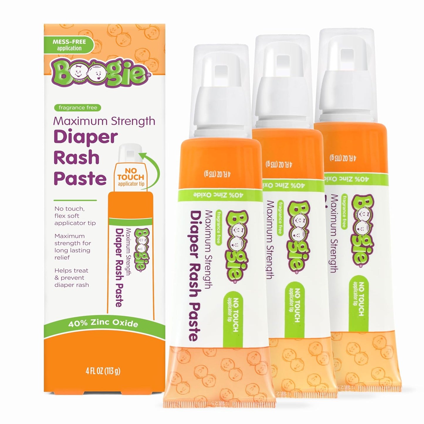 Boogie Maximum Strength Diaper Rash Paste in Applicator Tube, 4 oz. (Pack of 3)