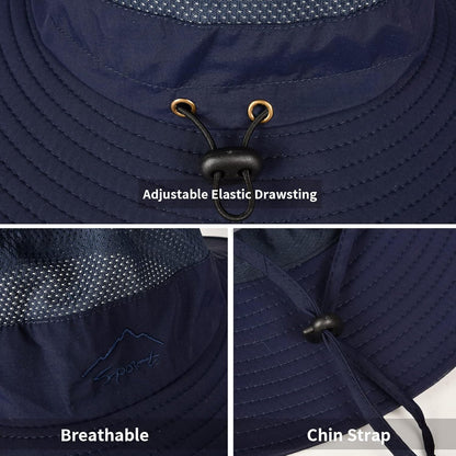 Sun Hats for Men Women Fishing Hat UPF 50+ Breathable Wide Brim Summer UV Protection Hat