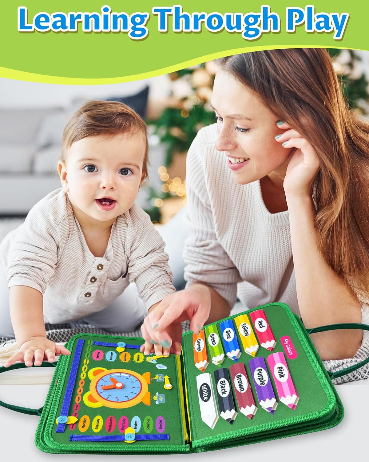 Exorany Busy Board Montessori Toys for Toddler Boy & Girl Birthday Gifts, Busy Book Learning Sensory Toys for Toddlers, Toddler Travel Toy Educational Activities Learn Fine Motor Skills
