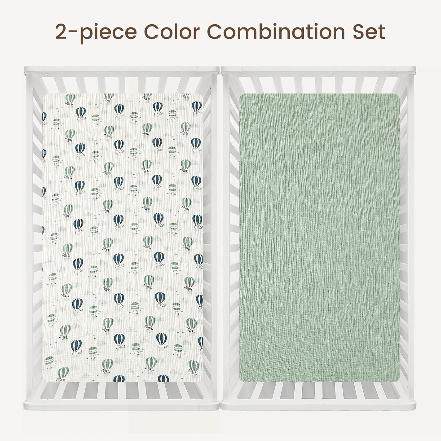 david's kids Muslin Crib Sheets for Boys Girls, 2 Pack 100% Cotton Soft Breathable Fitted Baby