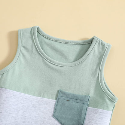 Kupretty Baby Boy Summer Clothes Sleeveless Tank Tops Vest T-Shirt + Casual Shorts Toddler Outfits Set