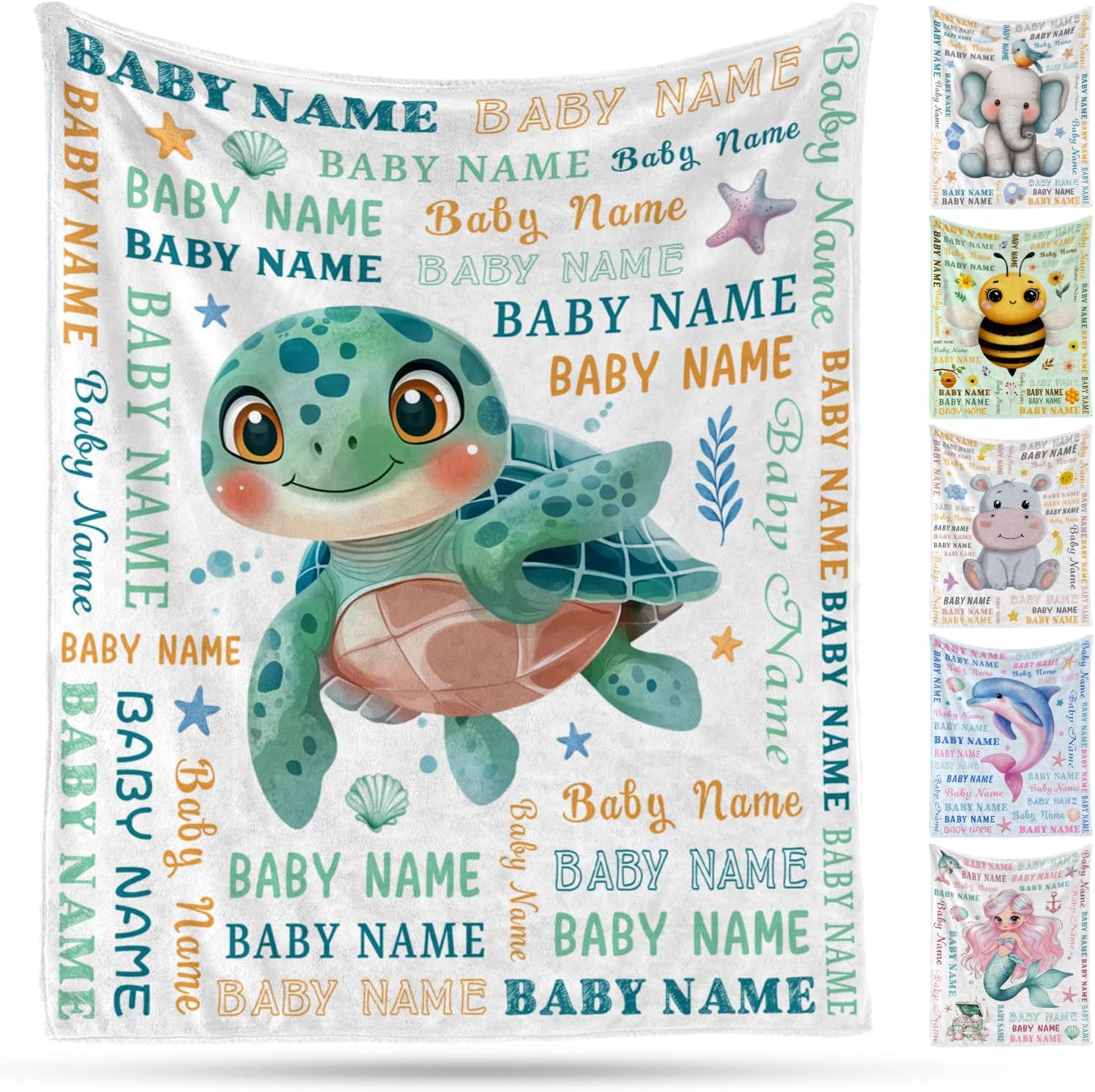 Ship Next Day, Personalized Baby Blanket – Printed in USA, Custom Baby Blanket for Boys & Girls