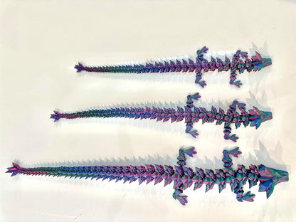 Crystal Dragon - Articulated Flexi Dragon - 3D Printed Gift (Adult, Purple/Blue/Green)