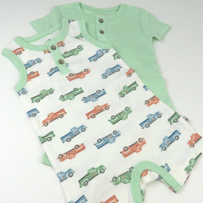 HonestBaby Short Sleeve and Tank Romper 100% Organic Cotton for Infant Baby and Toddler Boys