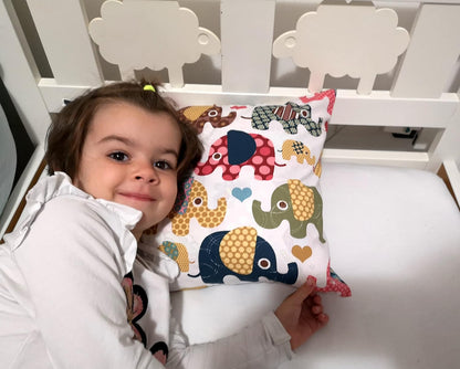 Toddler Pillowcase 13 x 18 Cotton - Elephant Pillow Cases, Travel Pillow Case Cover for Kids, Toddler Bedding Elephant Cases (Beige)