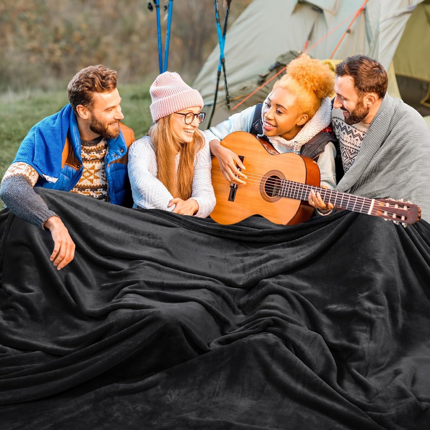 PHF Oversized King Fleece Blanket 120"x120", No Shed No Pilling Big Soft Blanket, Extra Large 10'x