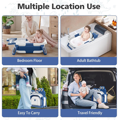 TPN Collapsible Baby Bathtub, Baby Bath Tub with Soft Cushion & Real-Time Thermometer, Baby Bathtub