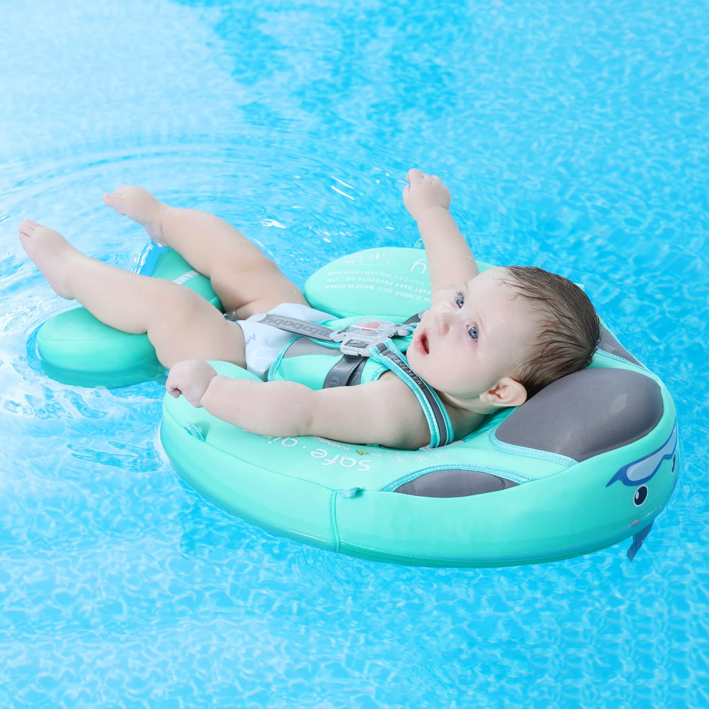 Mambobaby Float with Canopy – Baby Swim Float with Tail, New Upgraded Non-Inflatable Solid Baby