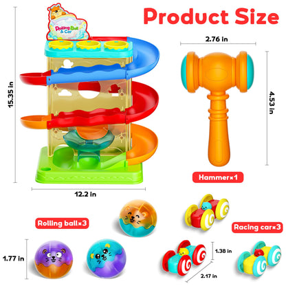 2-in-1 Ball Drop & Car Ramp Race Track Montessori Toy for Toddlers Ages 1-5