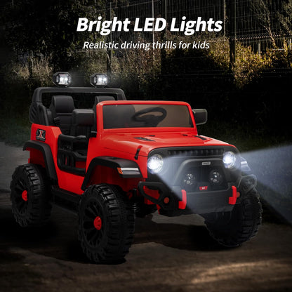 2 Seater Ride on Car Truck, 12V Kids Electric Ride on Toy for Big Kids Age 3-8 w/Remote Control- Red