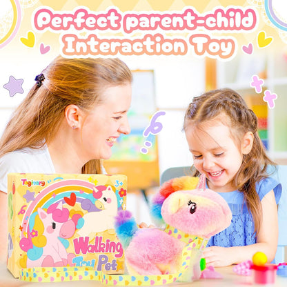 Tagitary Plush Toy Unicorn Stuffed Animal Toys for Kids with Sounds,Walking,Tail Wagging and Head Nodding,Interactive Unicorn Toy for Kids with Leash,Christmas Birthday Gift for Toddlers Kids