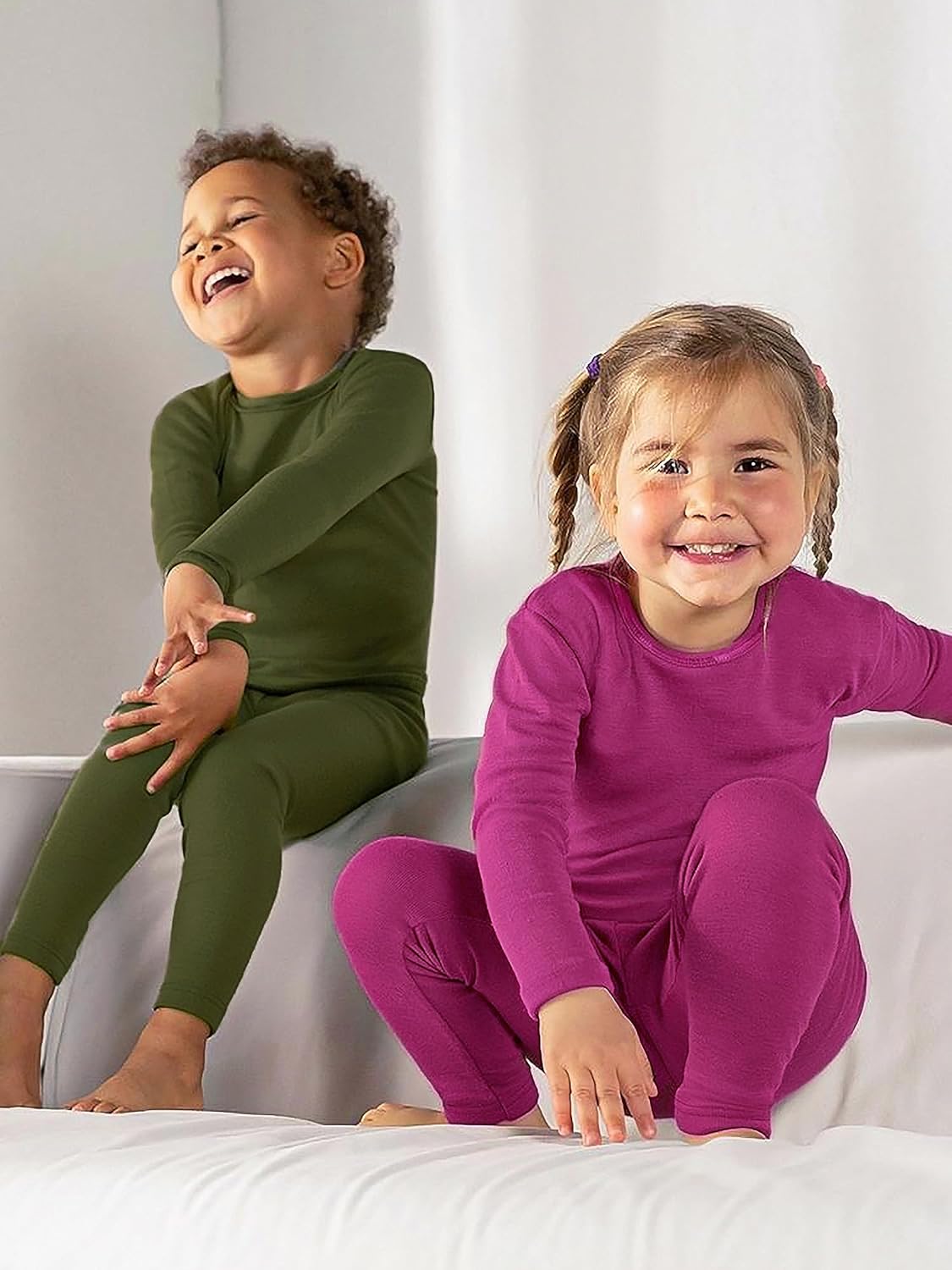 BABY 2T-10Y Toddler Kids Girls Boys Soft Comfy Viscose 2pcs Set Long Sleeve Plain Shirts and Pants Sets